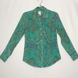 The Perfect Shirt Silk Green Floral Pattern